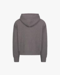 V-LOGO KNIT ZIP HOODIE ASH GREY