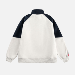 Color-Block Embroidered Stand Collar Jacket
