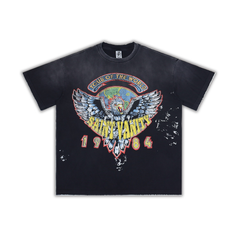 Saint Vanity Tour of the World 1984 Eagle Vintage Cropped Tee - Washed Black