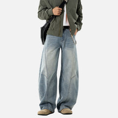 Vintage Washed Panel Baggy Jeans