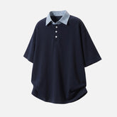 Faux-Layered Plaid Polo Tee