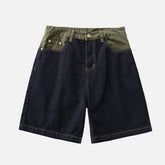 Colorblock Denim Shorts