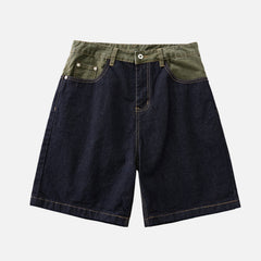 Colorblock Denim Shorts