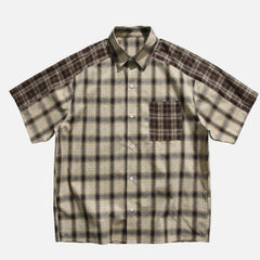 Harajuku Colorblock Plaid Cotton Shirt