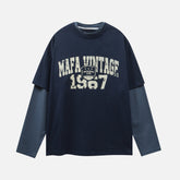Faux-Layered Graphic Cotton Sweatshirt