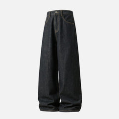 Vintage Contrast-Stitch Straight Jeans