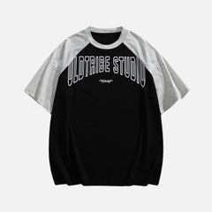 Colorblock Contrast Raglan Graphic Tee