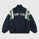 Retro Streetwear Patchwork Stand Collar Jacket