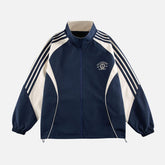 Vintage Striped Stand-Collar Track Jacket