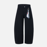 Pendant Detail Slant Cargo Baggy Pants