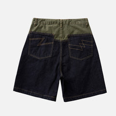 Colorblock Denim Shorts