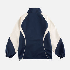 Vintage Striped Stand-Collar Track Jacket