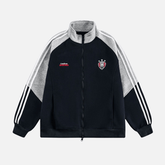 Color-Block Embroidered Stand Collar Jacket