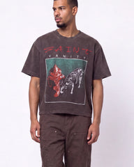 Saint Vanity Tiger Graphic Cropped Tee Washed Black