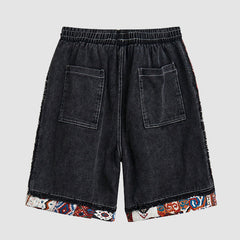Ethnic Patchwork Drawstring Shorts