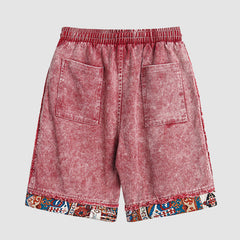Ethnic Patchwork Drawstring Shorts