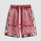 Ethnic Patchwork Drawstring Shorts