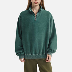 Washed Stand Collar Half-Zip Sweatshirt