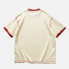 Vintage Letter Print ColorBlock Tee