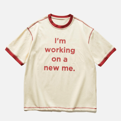 Vintage Letter Print ColorBlock Tee