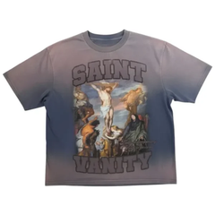 Saint Vanity Renaissance Crucifixion Art Gradient Wash Oversized Tee