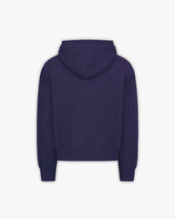 V-LOGO KNIT ZIP HOODIE NAVY