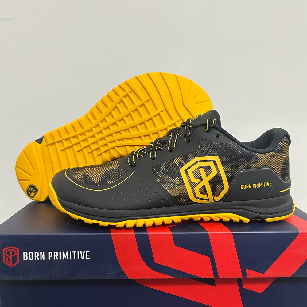 B. P Savage Camo Wide Fit Training Shoes