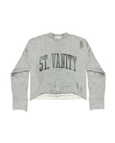 Saint Vanity Black Badgers Distressed Crewneck Grey