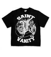 Saint Vanity Lion Vintage Graphic Cropped Tee Black