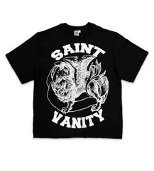 Saint Vanity Lion Vintage Graphic Cropped Tee Black