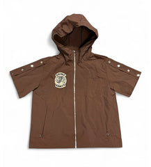 Saint Vanity Brown Short‑Sleeve Hooded Windbreaker Jacket