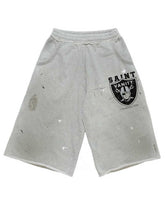 Saint Vanity Shield Logo Splatter Paint Sweat Shorts Heather Grey