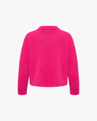 FAUX MINK POLO SWEATER FLAMINGO