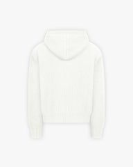 V-LOGO KNIT ZIP HOODIE WHITE