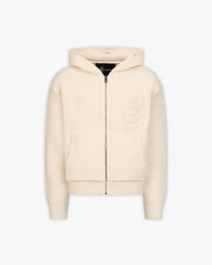 V-LOGO KNIT ZIP HOODIE BEIGE