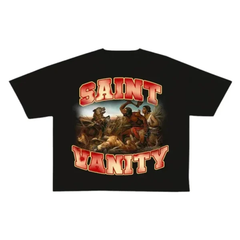 Saint Vanity Hunting Scene Back Print Tee - Black