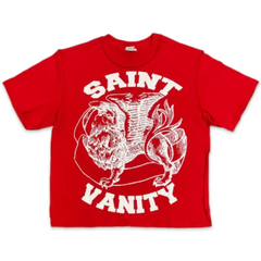 Saint Vanity Myth Griffin Retro Bright Red Oversized Crop Tee