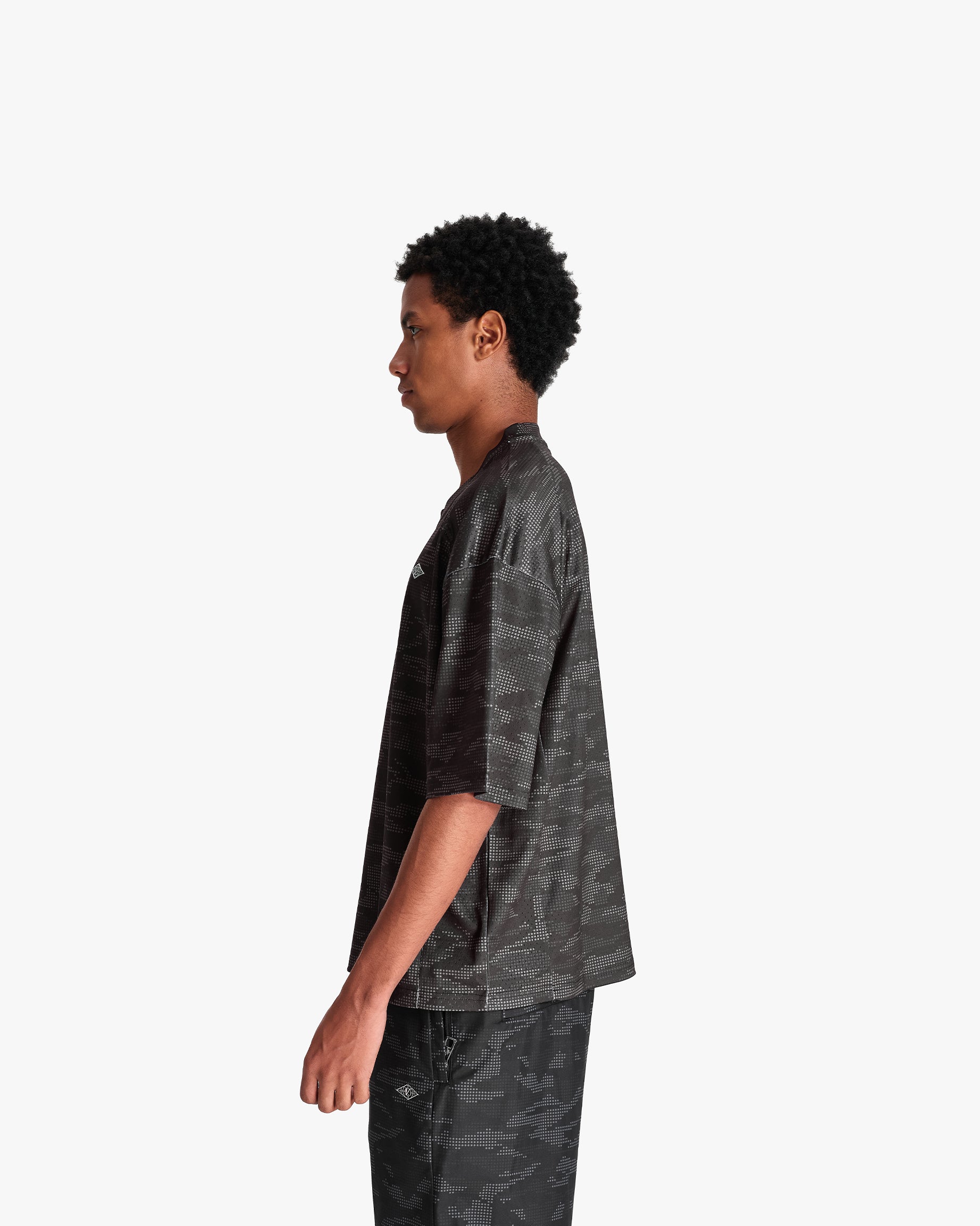 MESH JERSEY DOTTED CAMO BLACK