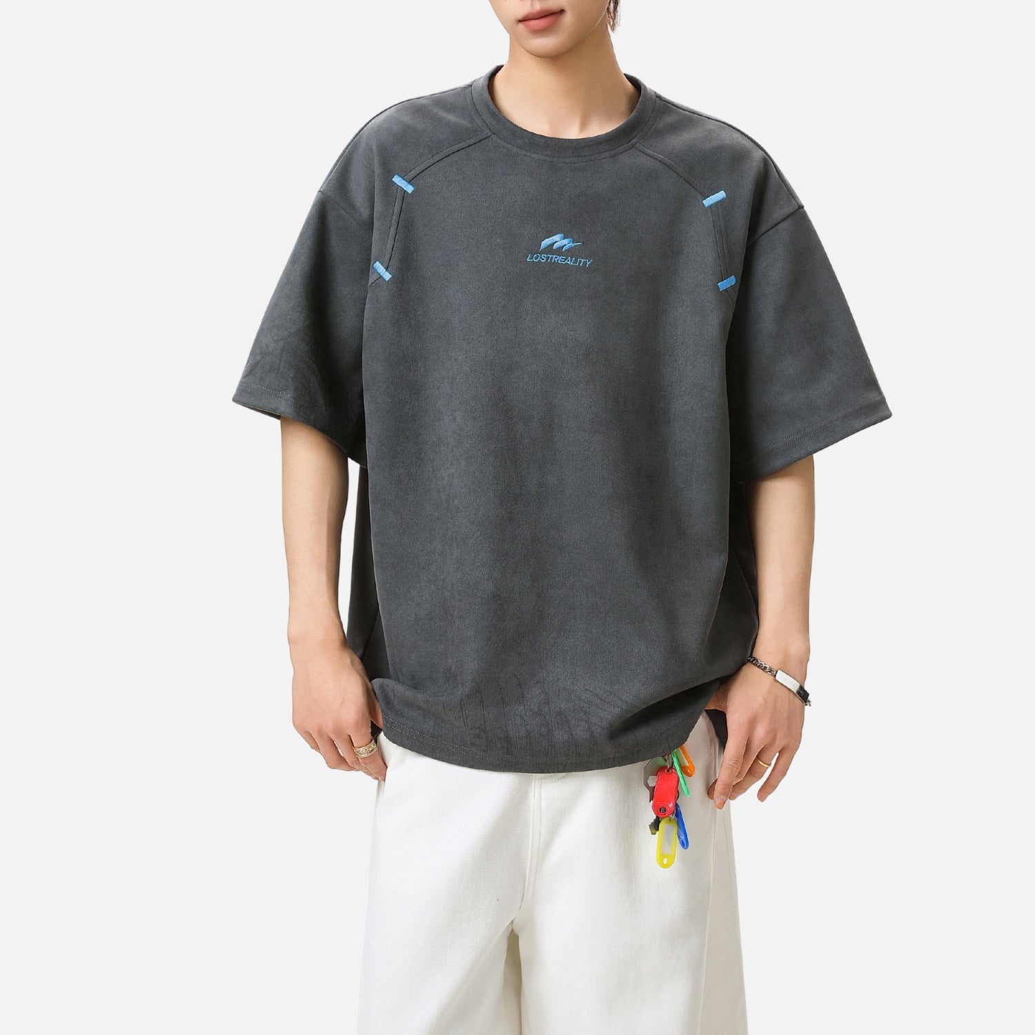 Structured Colorblock Embroidered Tee