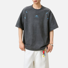 Structured Colorblock Embroidered Tee