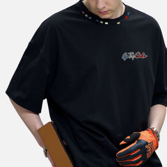 Color-Embroidered Short Sleeve Tee
