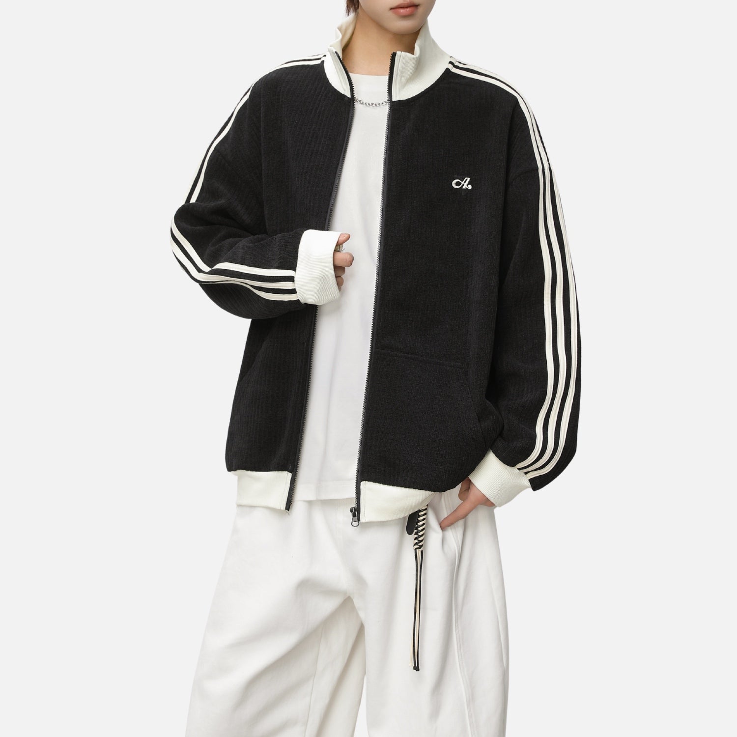 Colorblock Textured Zip-Up Jacket
