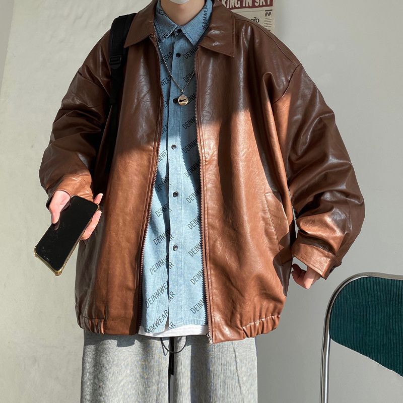 Loose Collar Motorcycle Jacket