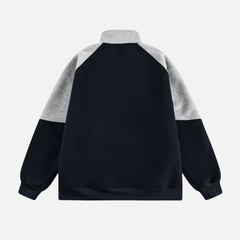 Color-Block Embroidered Stand Collar Jacket