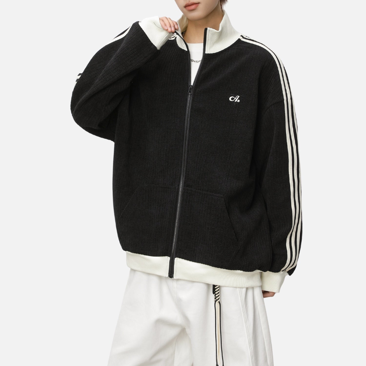 Colorblock Textured Zip-Up Jacket