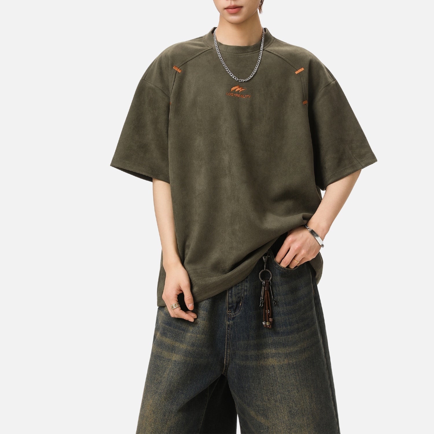 Structured Colorblock Embroidered Tee