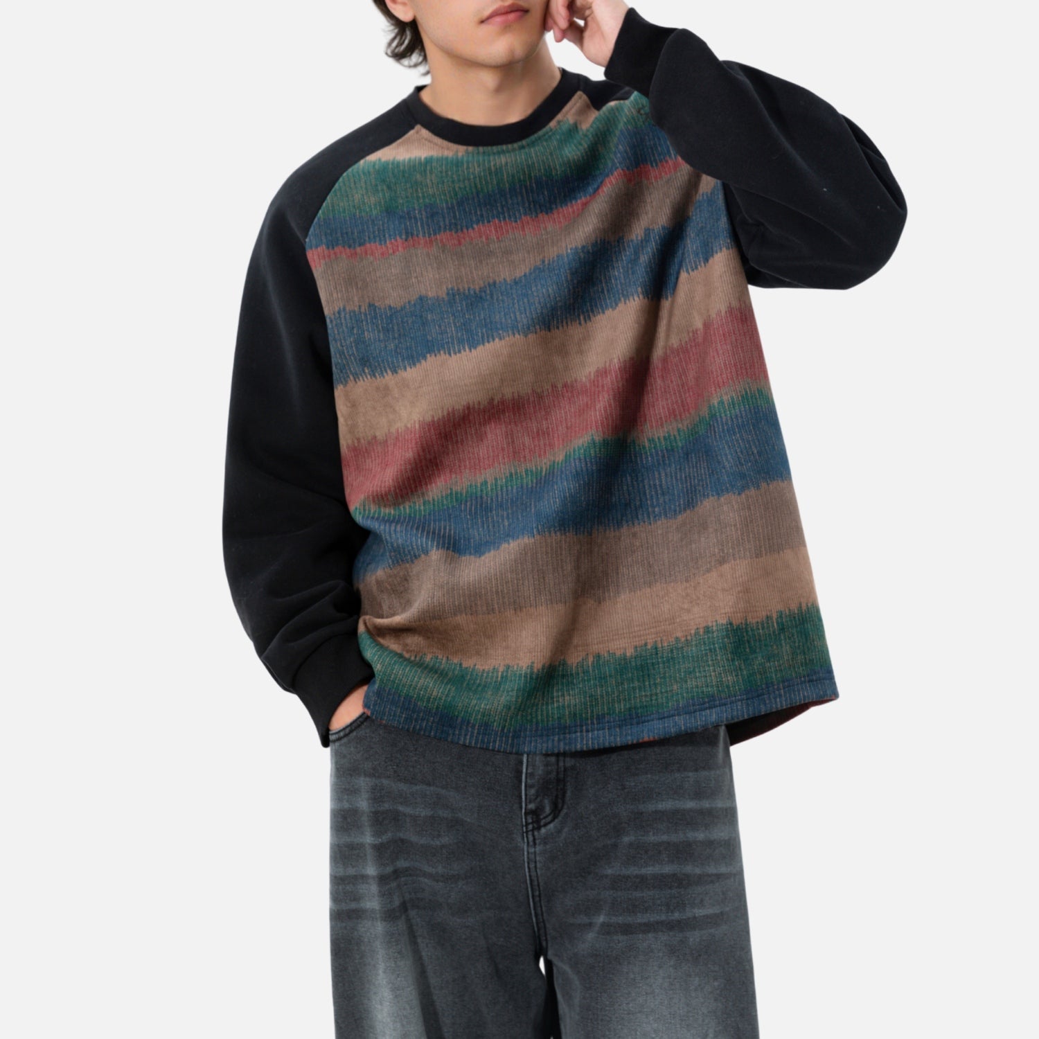 Vintage Gradient Colorblock Sweatshirt