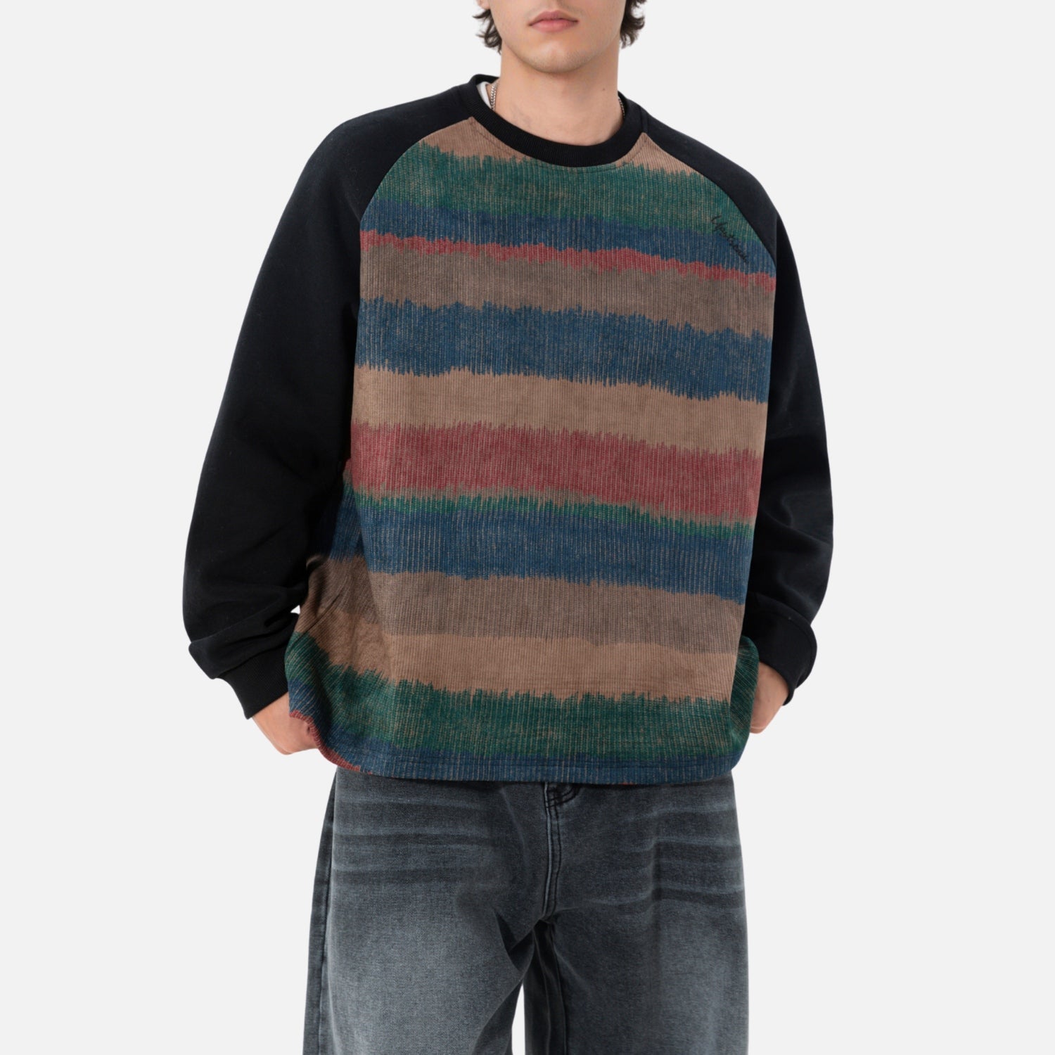 Vintage Gradient Colorblock Sweatshirt