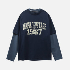 Faux-Layered Graphic Cotton Sweatshirt