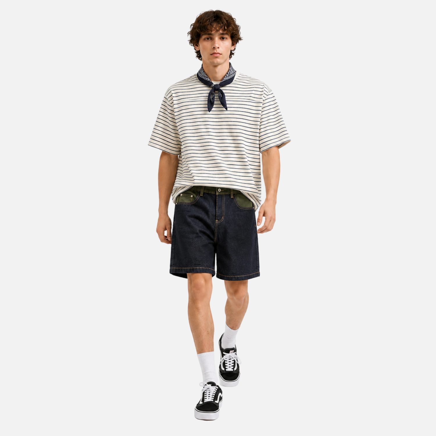 Colorblock Denim Shorts